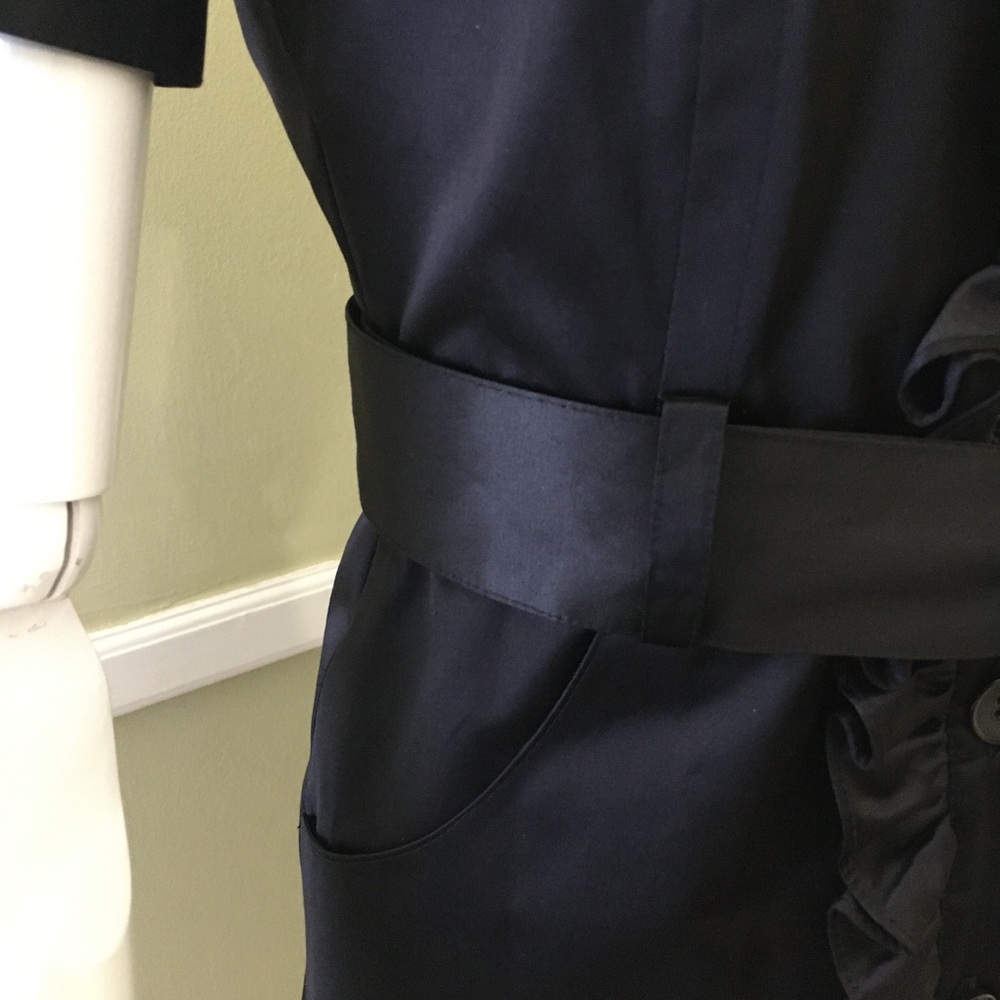 Bebe High Collar, Ruffled, Button, Belted Dress - image 6